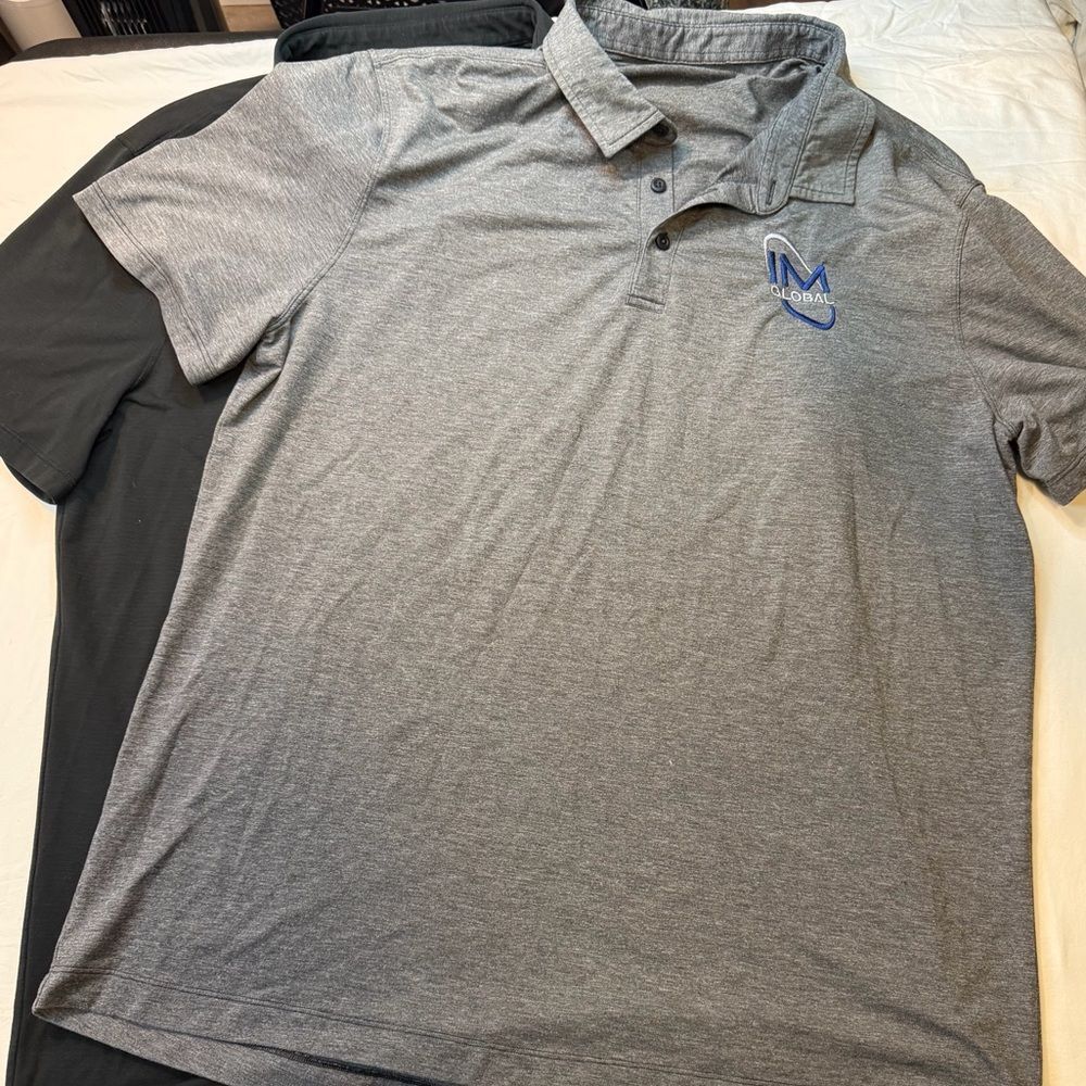 Lululemon Men's lot two Short Sleeve Polo Shirts gray XL bundle *company logo